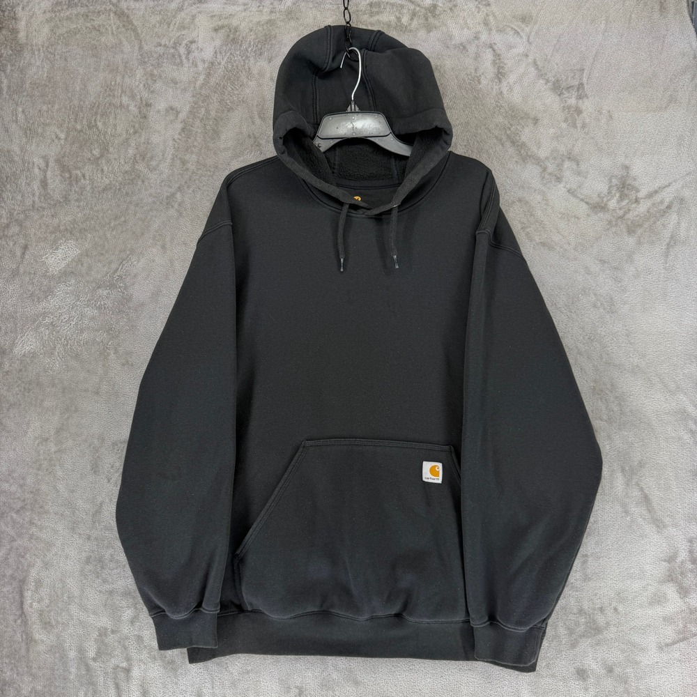 Carhartt Hoodie Mens XL K121 BLK Original Fit Black Pullover Pocket EUC